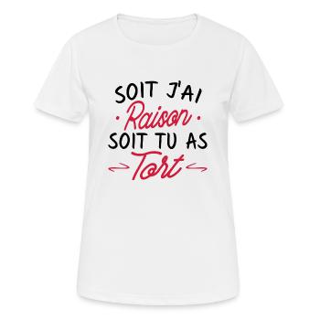 Soit j'ai raison soit tu as tort - T-shirt respirant Femme - blanc - Devant - AI Model Female 172 dark (172cm)