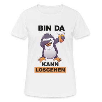 Dabbing Pinguin saufen Trinkspruch - Frauen T-Shirt atmungsaktiv - Weiß - Vorne - AI Model Female 172 dark (172cm)