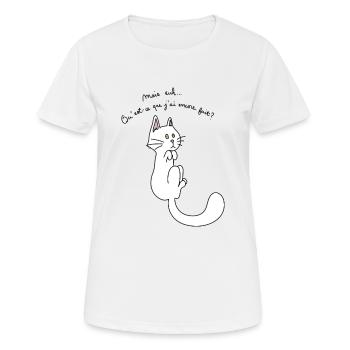 Chat innocent... ou pas ! - T-shirt respirant Femme - blanc - Devant - AI Model Female 172 dark (172cm)