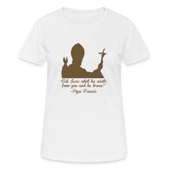 Pape Foi et religion - T-shirt respirant Femme - blanc - Devant - AI Model Female 172 dark (172cm)