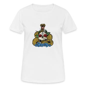 "Alles, was Writhes und Blüten" - Frauen T-Shirt atmungsaktiv - Weiß - Vorne - AI Model Female 172 dark (172cm)