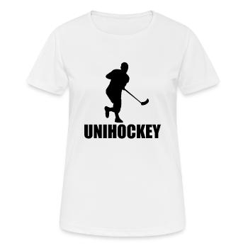 Unihockey - Frauen T-Shirt atmungsaktiv - Weiß - Vorne - AI Model Female 172 dark (172cm)