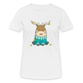 Putziges Weihnachts Rentier Comic - Frauen T-Shirt atmungsaktiv - Weiß - Vorne - AI Model Female 172 dark (172cm)