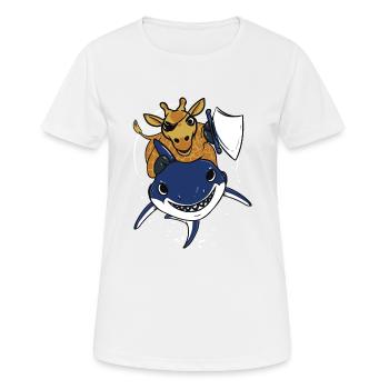 Giraffe Hai Kinder lustig Pirat Geschenk Weihnacht - Frauen T-Shirt atmungsaktiv - Weiß - Vorne - AI Model Female 172 dark (172cm)