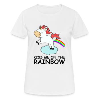 me baiser sur l'arc en ciel licorne arc-en-mignon - T-shirt respirant Femme - blanc - Devant - AI Model Female 172 dark (172cm)
