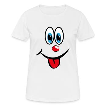 Smiley avec la langue - T-shirt respirant Femme - blanc - Devant - AI Model Female 172 dark (172cm)