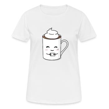 Kakao Tasse heiße Schokolade Kawaii Süß - Frauen T-Shirt atmungsaktiv - Weiß - Vorne - AI Model Female 172 dark (172cm)