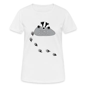 kleiner frechdachs dachs frech spur tierspur pfote - Frauen T-Shirt atmungsaktiv - Weiß - Vorne - AI Model Female 172 dark (172cm)