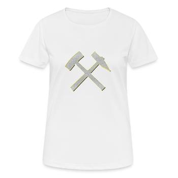 Bonne chance! Logo Dentailles et de fer Bling - T-shirt respirant Femme - blanc - Devant - AI Model Female 172 dark (172cm)