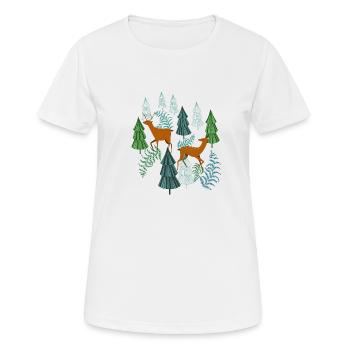 Jagdzeit Waldbewohner Hirsch und Reh Geschenk - Frauen T-Shirt atmungsaktiv - Weiß - Vorne - AI Model Female 172 dark (172cm)