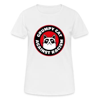 Grumpy Cat Funny Gift Meme Against Racism - Women's Breathable T-Shirt - white - Front - AI Model Female 172 dark (172cm)