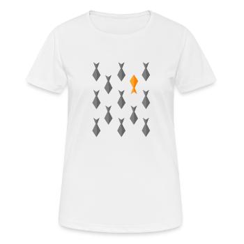 Nager à contre courant. Être différent tee shirt - T-shirt respirant Femme - blanc - Devant - AI Model Female 172 dark (172cm)