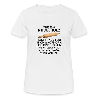 Nudelholz - Frauen T-Shirt atmungsaktiv - Weiß - Vorne - AI Model Female 172 dark (172cm)