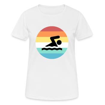 Schwimmen - Frauen T-Shirt atmungsaktiv - Weiß - Vorne - AI Model Female 172 dark (172cm)