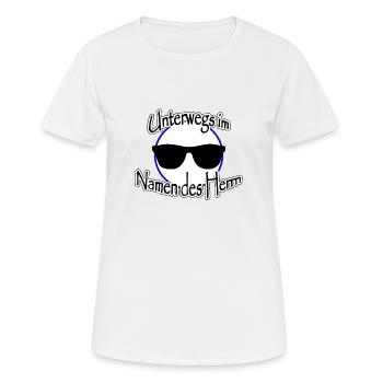Unterwegs im Namen des Herrn - Frauen T-Shirt atmungsaktiv - Weiß - Vorne - AI Model Female 172 dark (172cm)