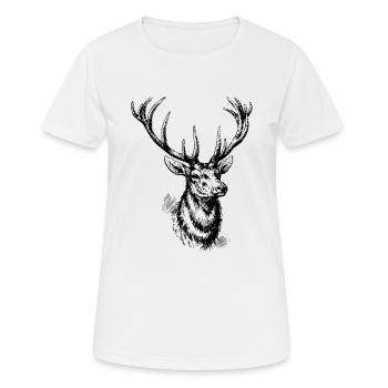 deer Hirsch Reh Geweih rentiere - Frauen T-Shirt atmungsaktiv - Weiß - Vorne - AI Model Female 172 dark (172cm)