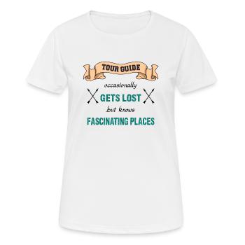 Drôle de guide de la chemise - guide touristique - voyage - T-shirt respirant Femme - blanc - Devant - AI Model Female 172 dark (172cm)