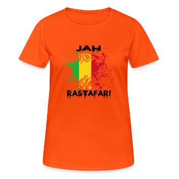 JAH RASTAFARI - T-shirt respirant Femme - orange néon - Devant - AI Model Female 172 dark (172cm)