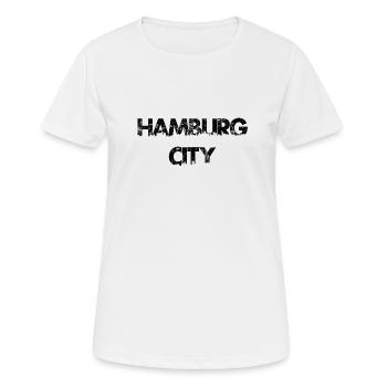 Hamburg City, Stadt Hamburg, Hamburg - Frauen T-Shirt atmungsaktiv - Weiß - Vorne - AI Model Female 172 dark (172cm)