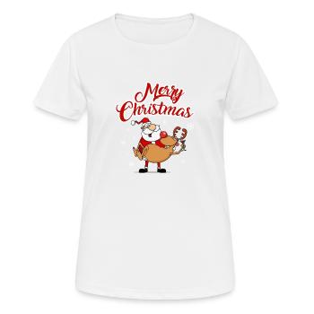 Drunk Santa and Reindeer - Frauen T-Shirt atmungsaktiv - Weiß - Vorne - AI Model Female 172 dark (172cm)