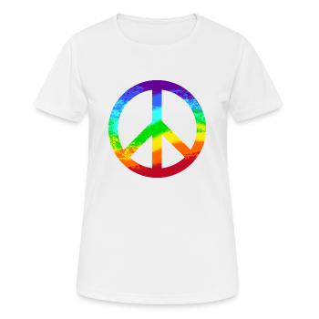 Peace-Zeichen Regenbogen Toleranz Frieden Graffiti - Frauen T-Shirt atmungsaktiv - Weiß - Vorne - AI Model Female 172 dark (172cm)