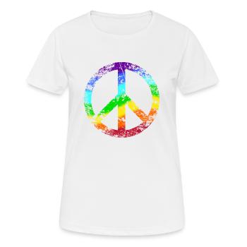 Signe de la Paix Rainbow Tolerance Peace Graffiti - T-shirt respirant Femme - blanc - Devant - AI Model Female 172 dark (172cm)