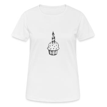 Muffin mit Kerze - Frauen T-Shirt atmungsaktiv - Weiß - Vorne - AI Model Female 172 dark (172cm)