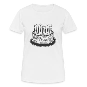 Happy Birthday Torte - Frauen T-Shirt atmungsaktiv - Weiß - Vorne - AI Model Female 172 dark (172cm)