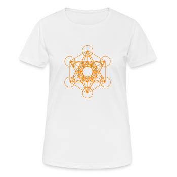 Metatrons Würfel 9 - Frauen T-Shirt atmungsaktiv - Weiß - Vorne - AI Model Female 172 dark (172cm)