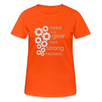 Zahnräder - Frauen T-Shirt atmungsaktiv - Neonorange - Vorne - AI Model Female 172 dark (172cm)