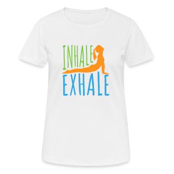 Yoga Einatmen Ausatmen - Geschenkidee - Frauen T-Shirt atmungsaktiv - Weiß - Vorne - AI Model Female 172 dark (172cm)