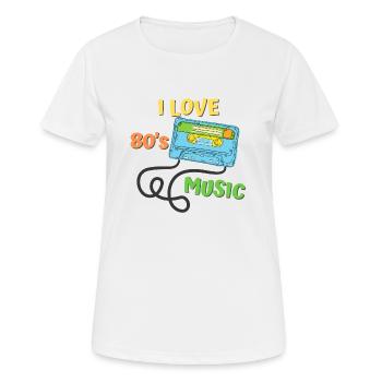J'aime la musique des années 80 musique années cadeau geek années - T-shirt respirant Femme - blanc - Devant - AI Model Female 172 dark (172cm)