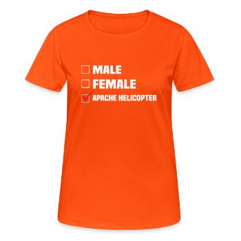 MALE FEMALE APACHE HELICOPTER - T-shirt respirant Femme - orange néon - Devant - AI Model Female 172 dark (172cm)