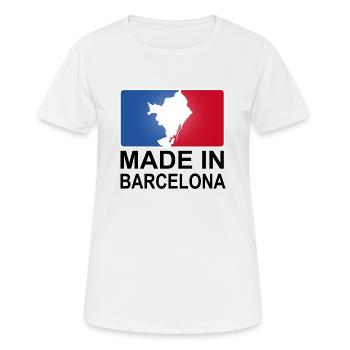 sportliches Logo Made in Barcelona - Frauen T-Shirt atmungsaktiv - Weiß - Vorne - AI Model Female 172 dark (172cm)