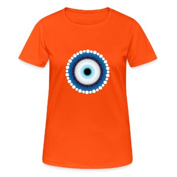 NAZAR BONCUK - BLAUES AUGE Schutz Symbol Punkte - Frauen T-Shirt atmungsaktiv - Neonorange - Vorne - AI Model Female 172 dark (172cm)