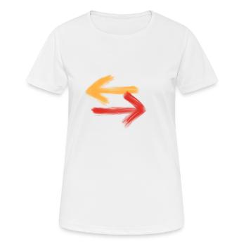 Flèches droite et gauche / jaune - rouge - T-shirt respirant Femme - blanc - Devant - AI Model Female 172 dark (172cm)