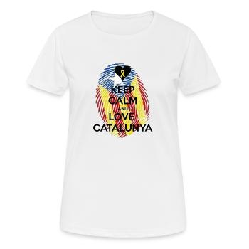 Bleib ruhig und liebe Catalunya - Frauen T-Shirt atmungsaktiv - Weiß - Vorne - AI Model Female 172 dark (172cm)