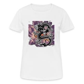Dragon créatures fabuleuses avec lotus fleurs japonais - T-shirt respirant Femme - blanc - Devant - AI Model Female 172 dark (172cm)