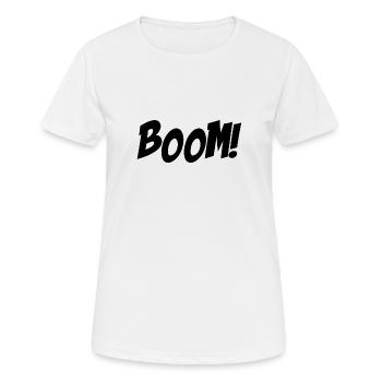BOOM - Frauen T-Shirt atmungsaktiv - Weiß - Vorne - AI Model Female 172 dark (172cm)