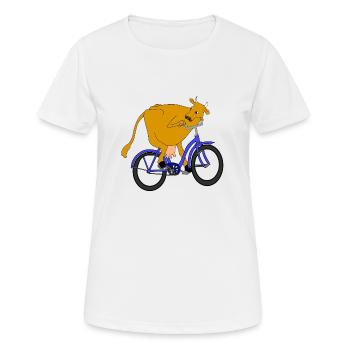 Vache sur une roue - T-shirt respirant Femme - blanc - Devant - AI Model Female 172 dark (172cm)