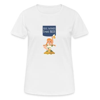 De vraies femmes boivent un cadeau de bière - T-shirt respirant Femme - blanc - Devant - AI Model Female 172 dark (172cm)