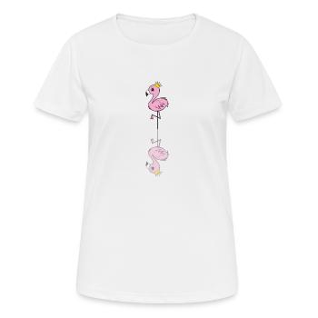 FLAMINGO - Frauen T-Shirt atmungsaktiv - Weiß - Vorne - AI Model Female 172 dark (172cm)
