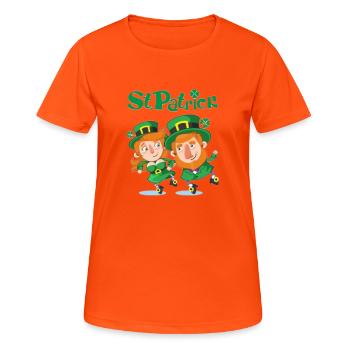 St Patick - T-shirt respirant Femme - orange néon - Devant - AI Model Female 172 dark (172cm)