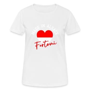 Im Elsass hergestellt - Frauen T-Shirt atmungsaktiv - Weiß - Vorne - AI Model Female 172 dark (172cm)