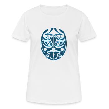 Maori warrior Haka stick out his tongue - Women's Breathable T-Shirt - white - Front - AI Model Female 172 dark (172cm)