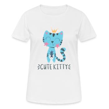 Doux chat - T-shirt respirant Femme - blanc - Devant - AI Model Female 172 dark (172cm)
