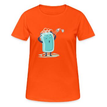 Seife Duschen Geschenkidee - Frauen T-Shirt atmungsaktiv - Neonorange - Vorne - AI Model Female 172 dark (172cm)