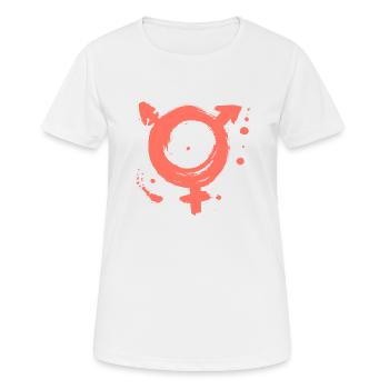 Symbole transgenre peint à la main - T-shirt respirant Femme - blanc - Devant - AI Model Female 172 dark (172cm)