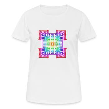 regenbogen geomertische figur - Frauen T-Shirt atmungsaktiv - Weiß - Vorne - AI Model Female 172 dark (172cm)
