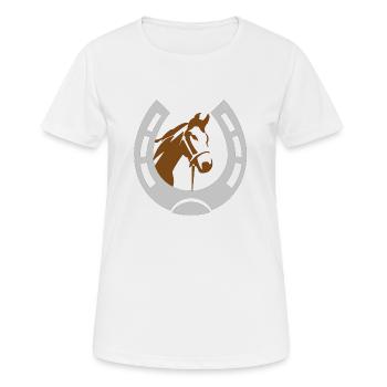 Cheval en fer à cheval - T-shirt respirant Femme - blanc - Devant - AI Model Female 172 dark (172cm)